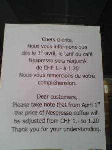 The coffee will be more expensive as of April 1st (note a joke), thanks to Alex Brown for pointing this out.